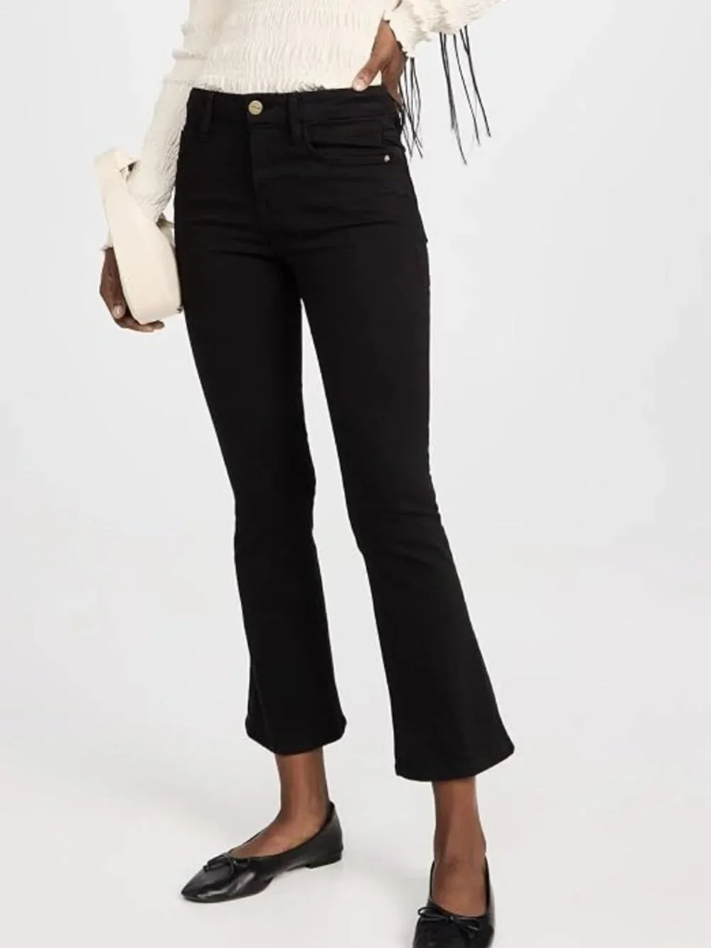 FRAME Women's Black Dark Wash Condor Le Crop Mini Boot Cut Jeans Size 26